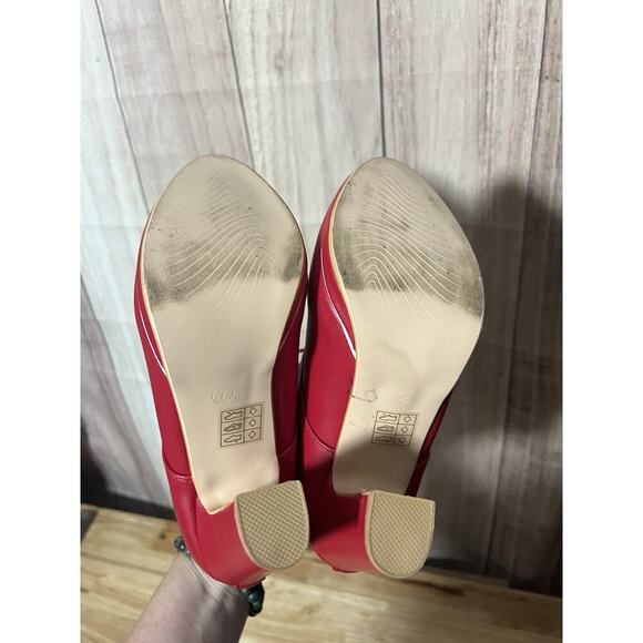 Allegra K Bright Red Heel Boots Lace Up - Picture 9 of 10